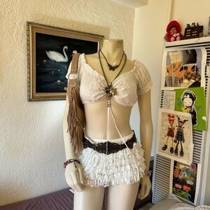 White Ruffled Crop Top